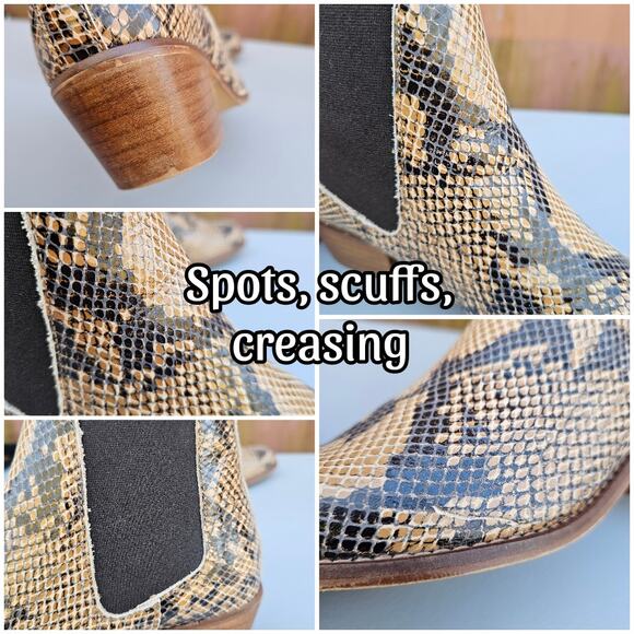 Snake Print Bootie Steve Madden Chaselyn Size 9 Brown Leather Ankle Chelsea Boot - Picture 8 of 13